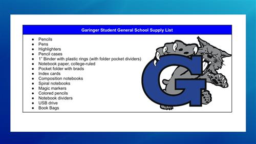 Garinger Supply List